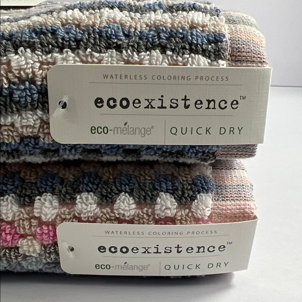 Ecoexistence Bath Towels Multi Color Striped Quick Dry Cotton 31